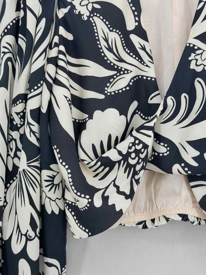 Pre - loved JOHANNA ORTIZ Black & Cream Tropical Size US 0 Top at Reems Closet