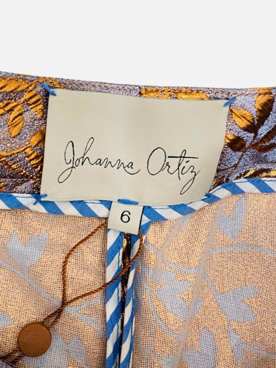 Pre-loved JOHANNA ORTIZ Blue w/ Bronze Jacquard Pants from Reems Closet