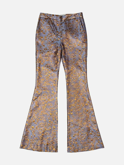 Pre - loved JOHANNA ORTIZ Blue w/ Bronze Jacquard Size US 6 Pants at Reems Closet