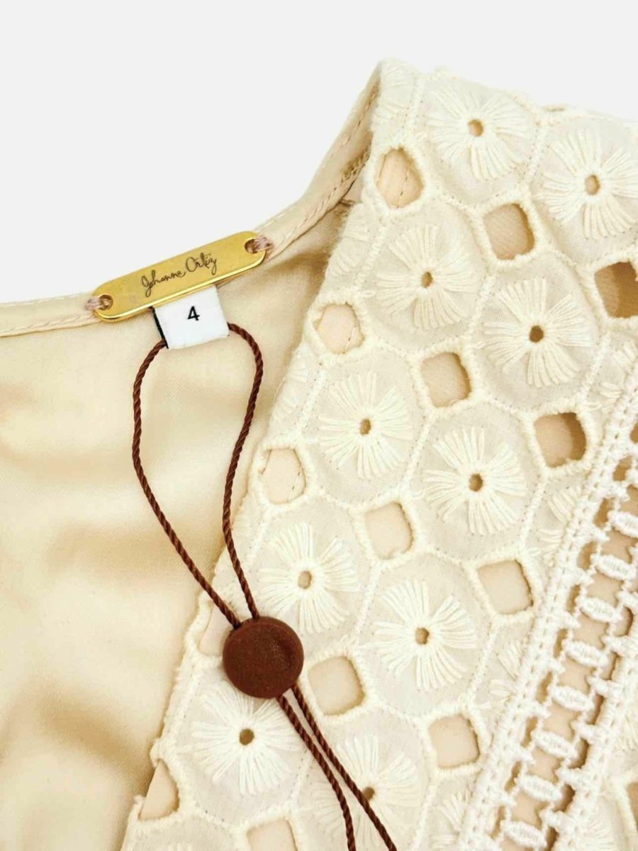 Pre - loved JOHANNA ORTIZ Bodycon Cream Knee Length Dress at Reems Closet