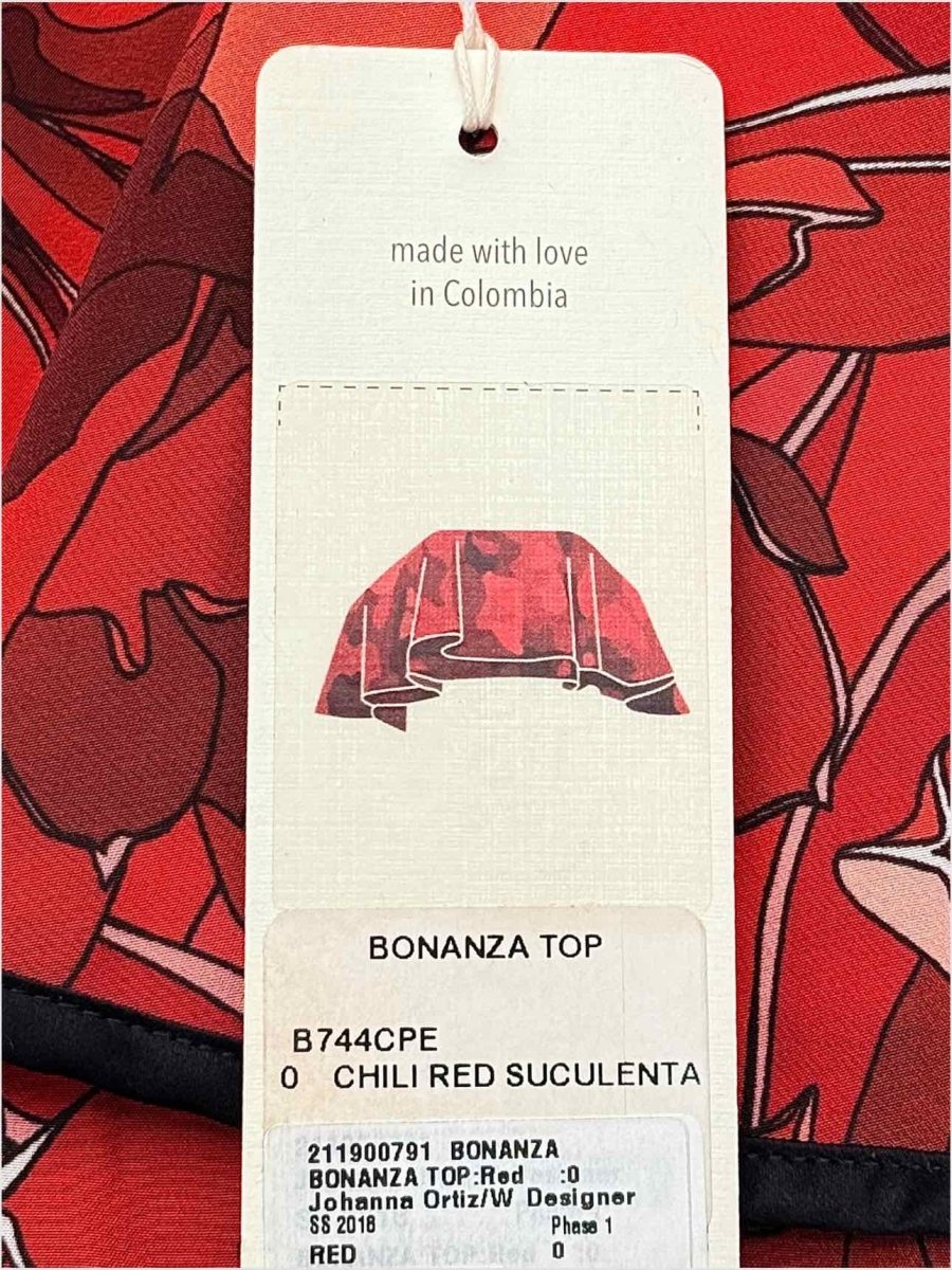 Pre - loved JOHANNA ORTIZ Bonanza Red Multicolor Printed Top US0 at Reems Closet