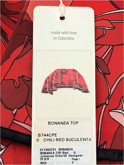 Pre - loved JOHANNA ORTIZ Bonanza Red Multicolor Printed Top US0 at Reems Closet