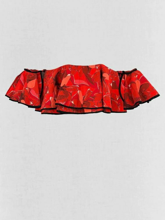 Pre - loved JOHANNA ORTIZ Bonanza Red Multicolor Printed Top US0 at Reems Closet