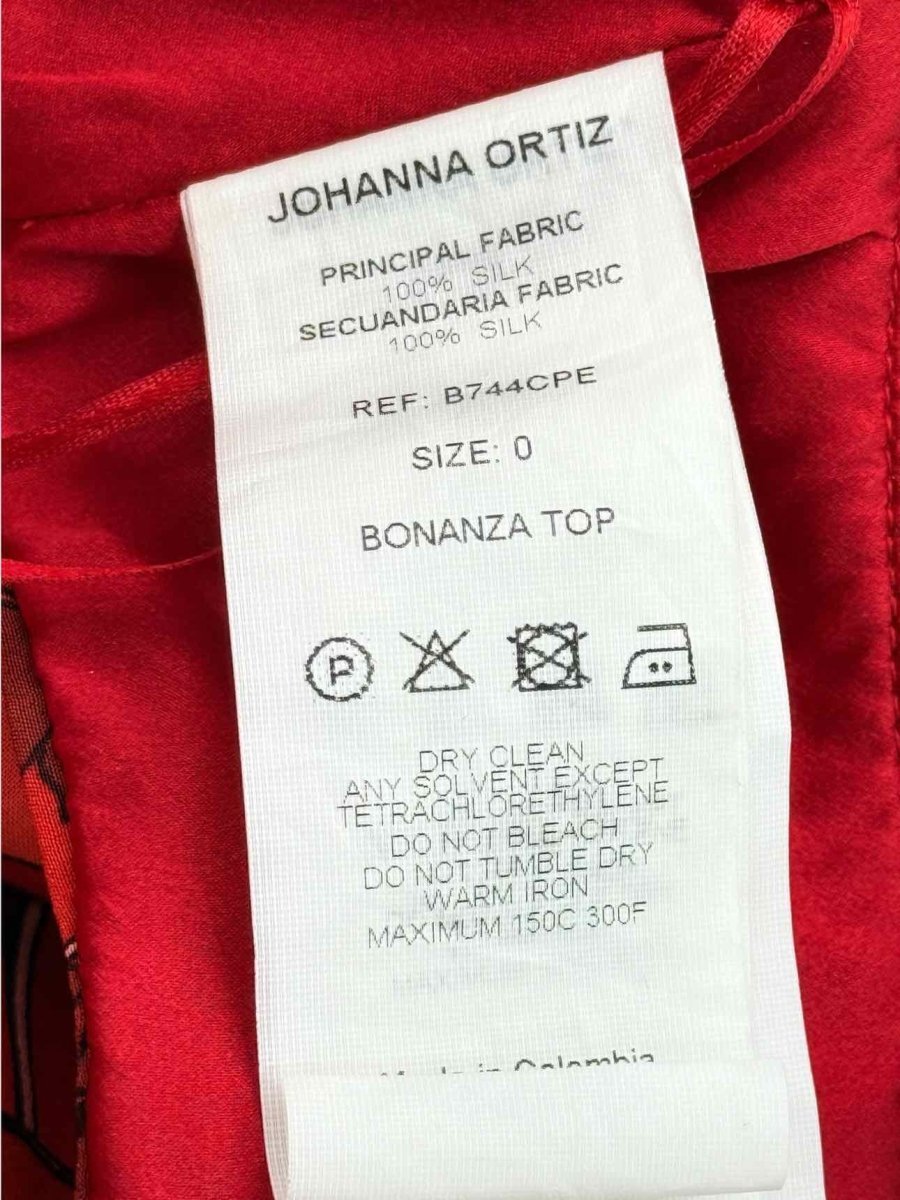 Pre - loved JOHANNA ORTIZ Bonanza Red Multicolor Printed Top US0 at Reems Closet