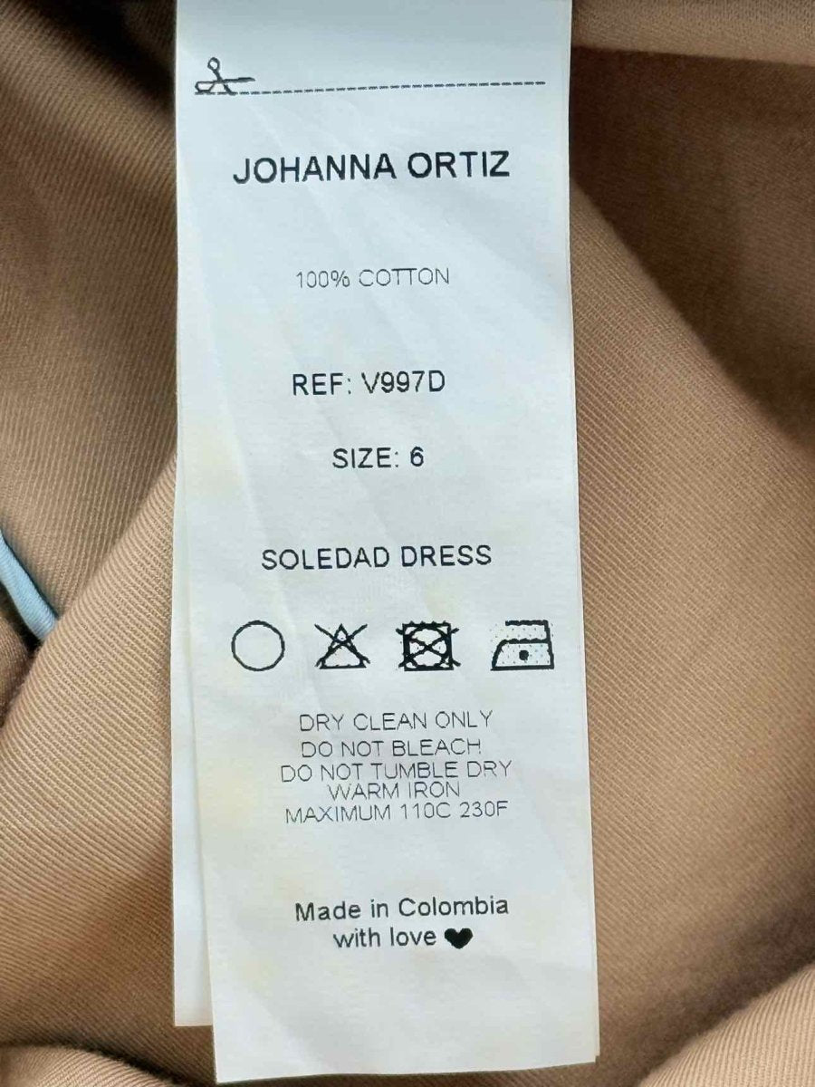 Pre - loved JOHANNA ORTIZ Mocha Frilled Size US 6 Midi Dress at Reems Closet