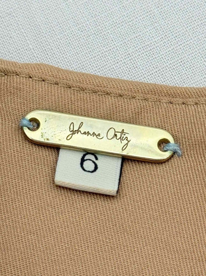 Pre - loved JOHANNA ORTIZ Mocha Frilled Size US 6 Midi Dress at Reems Closet