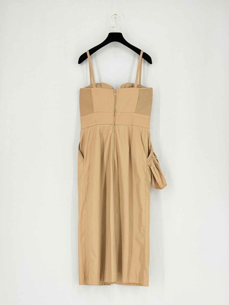 Pre - loved JOHANNA ORTIZ Mocha Frilled Size US 6 Midi Dress at Reems Closet