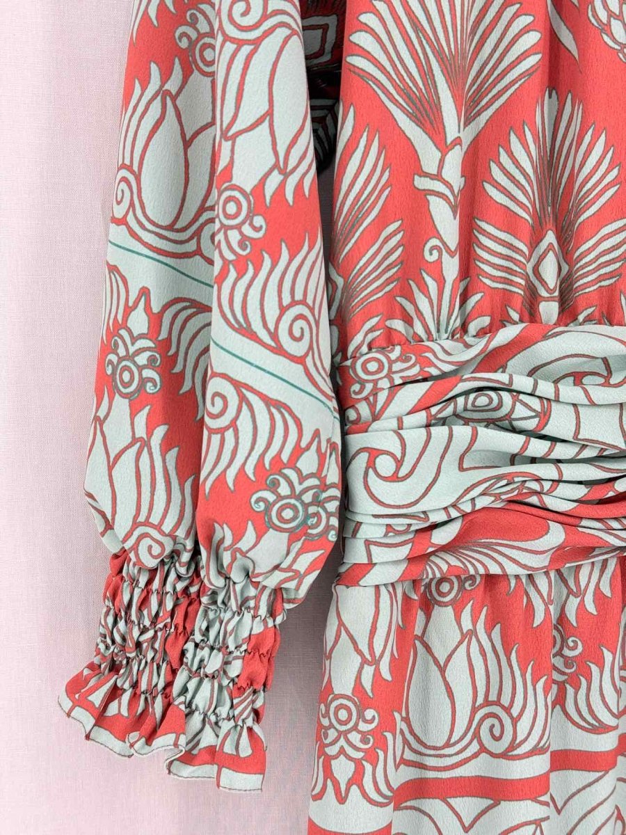 Pre-loved JOHANNA ORTIZ Red & Green Printed Size US 4 Midi Dress at Reems Closet