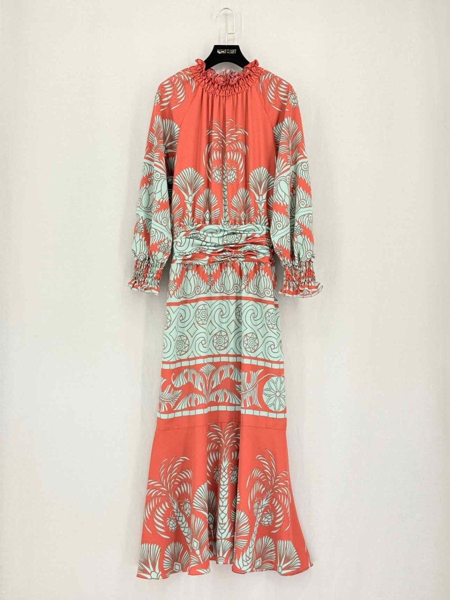 Pre-loved JOHANNA ORTIZ Red & Green Printed Size US 4 Midi Dress at Reems Closet