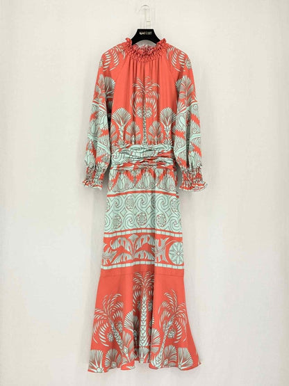 Pre-loved JOHANNA ORTIZ Red & Green Printed Size US 4 Midi Dress at Reems Closet