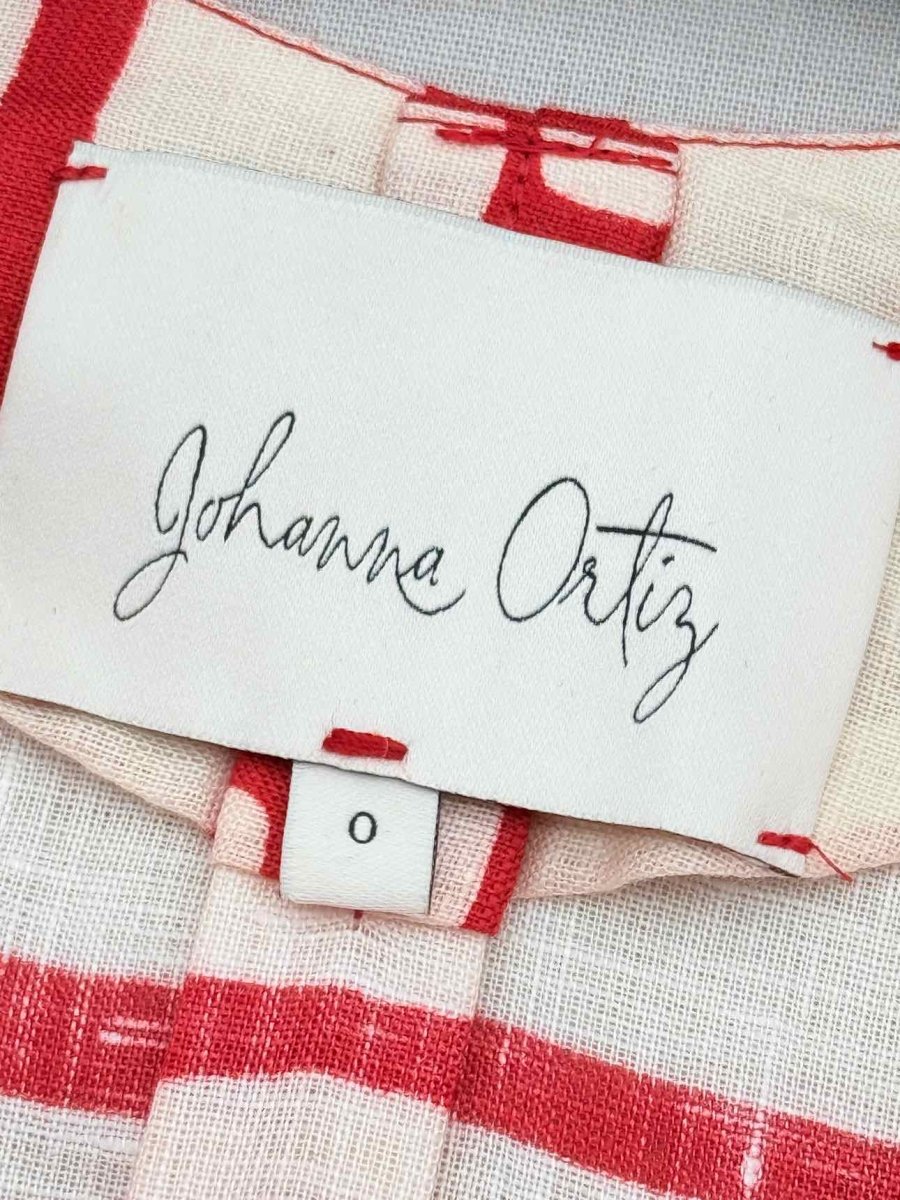 Pre - loved JOHANNA ORTIZ Red w/ White Size US 0 Midi Dress at Reems Closet