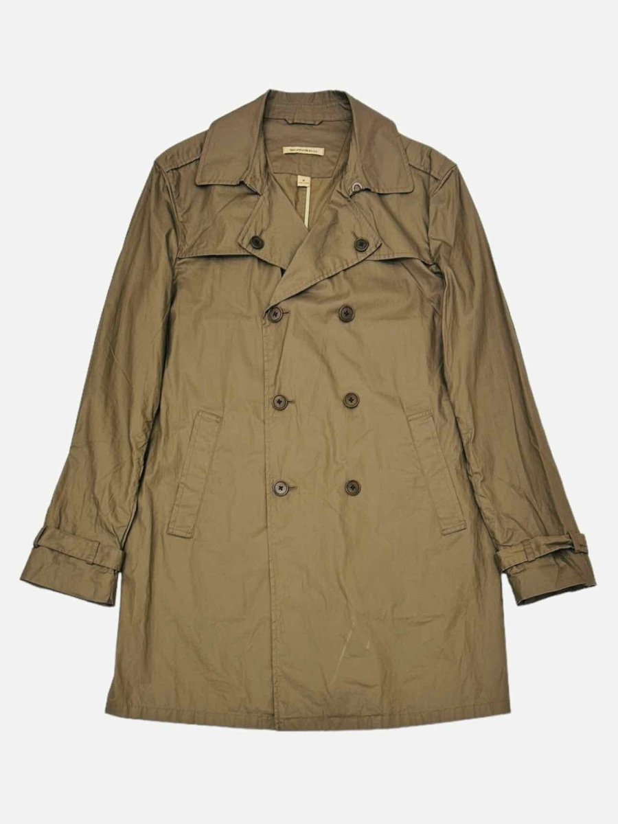 Pre - loved JOHN VARVATOS Double Breasted Beige Trench Coat at Reems Closet