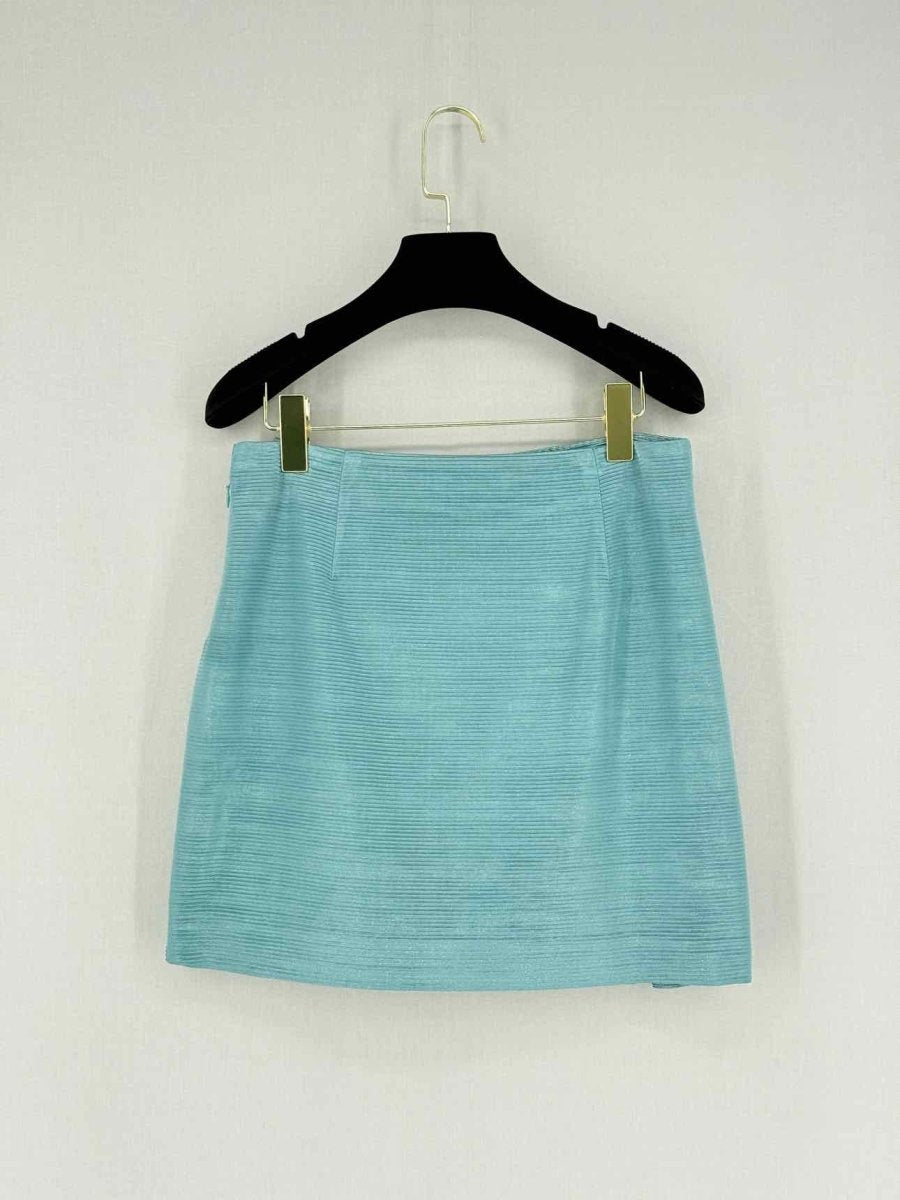 Pre - loved JONATHAN SIMKHAI Blue Striped Size US 6 Mini Skirt at Reems Closet