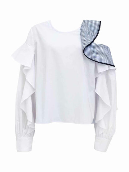 Pre - loved JONATHAN SIMKHAI Cutout White & Blue Size Medium Shirt at Reems Closet