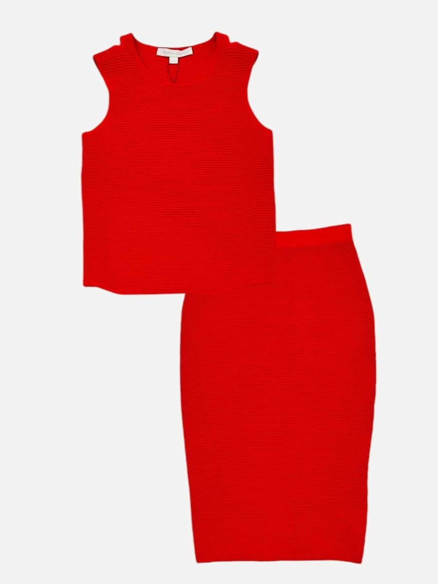 Pre - loved JONATHAN SIMKHAI Red Bandage Top & Skirt Outfit at Reems Closet