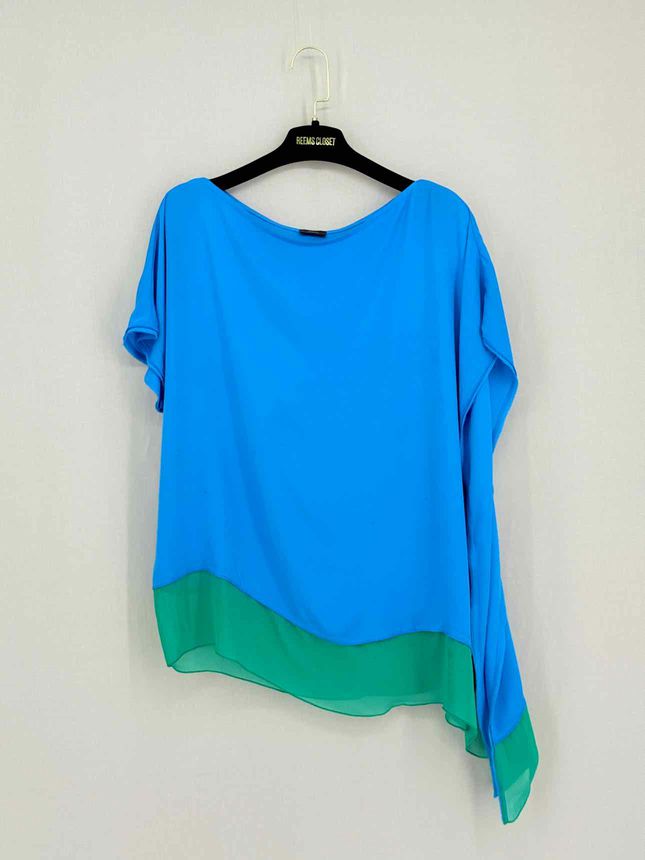 Pre - loved JOSEPH Blue & Green Size US 10 Blouse at Reems Closet