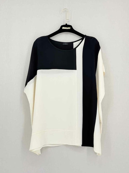 Pre - loved JOSEPH Drop Shoulder White & Black Size US 8 Blouse at Reems Closet