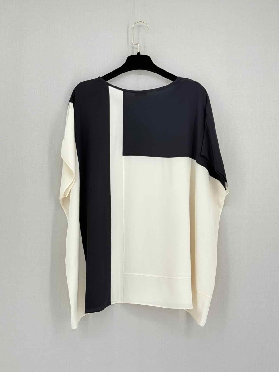 Pre - loved JOSEPH Drop Shoulder White & Black Size US 8 Blouse at Reems Closet