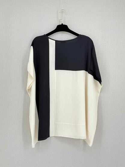 Pre - loved JOSEPH Drop Shoulder White & Black Size US 8 Blouse at Reems Closet