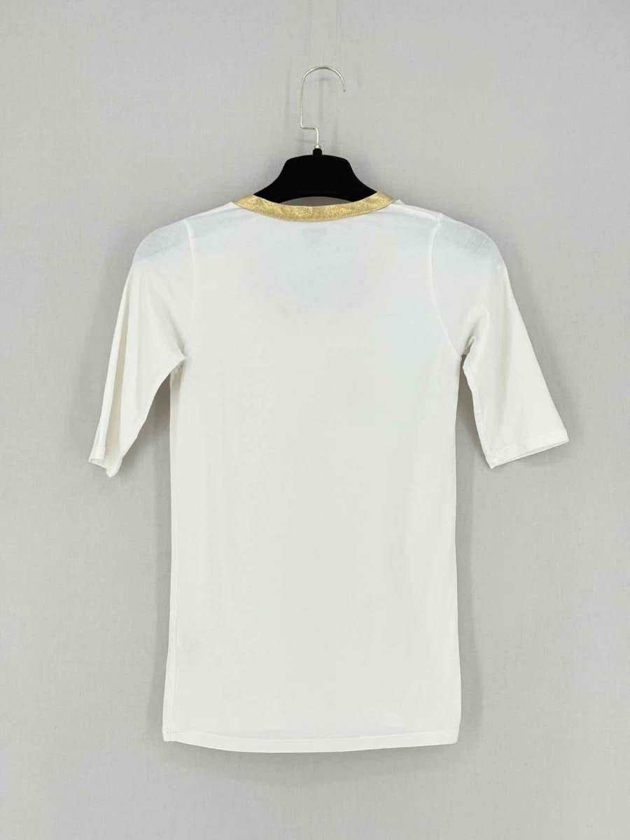 Pre - loved JOSEPH White w/ Gold Trim Size Medium Top at Reems Closet
