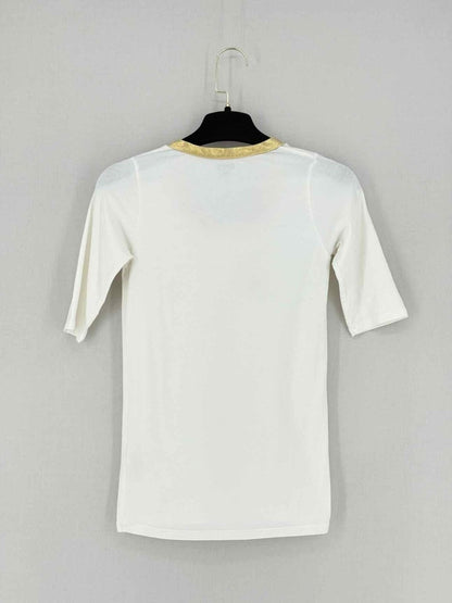 Pre - loved JOSEPH White w/ Gold Trim Size Medium Top at Reems Closet