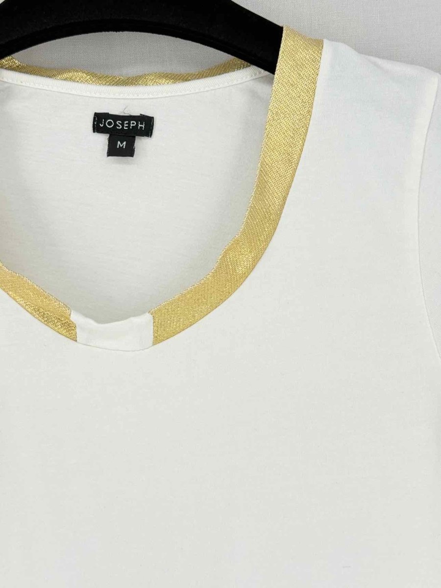 Pre - loved JOSEPH White w/ Gold Trim Size Medium Top at Reems Closet