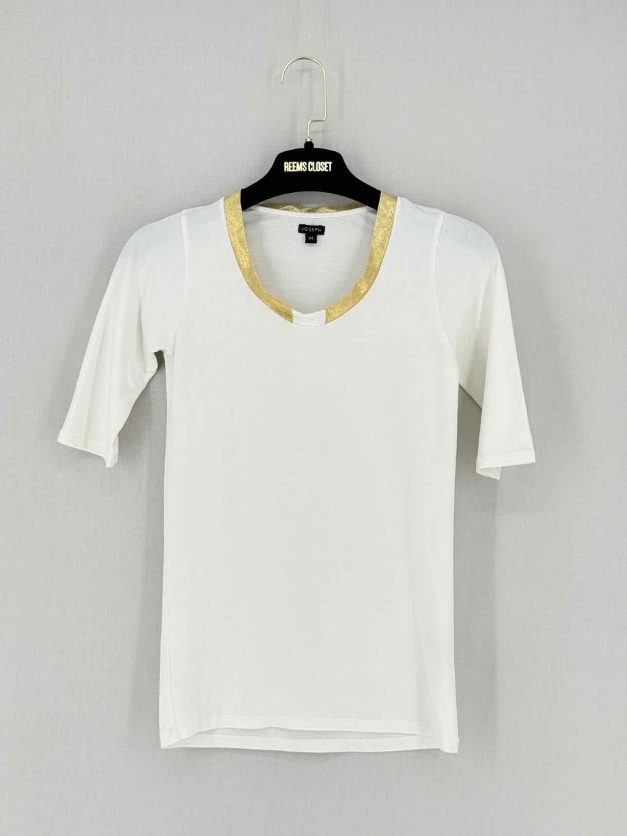 Pre - loved JOSEPH White w/ Gold Trim Size Medium Top at Reems Closet