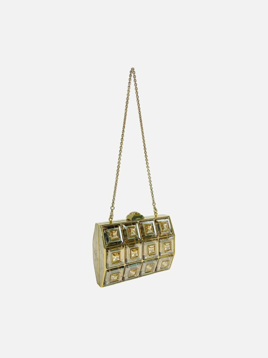 Pre - loved JUDITH LEIBER Gold Square Clutch at Reems Closet