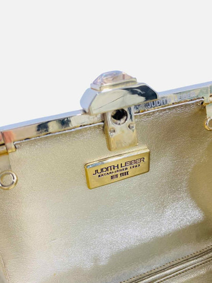 Pre - loved JUDITH LEIBER Gold Square Clutch at Reems Closet