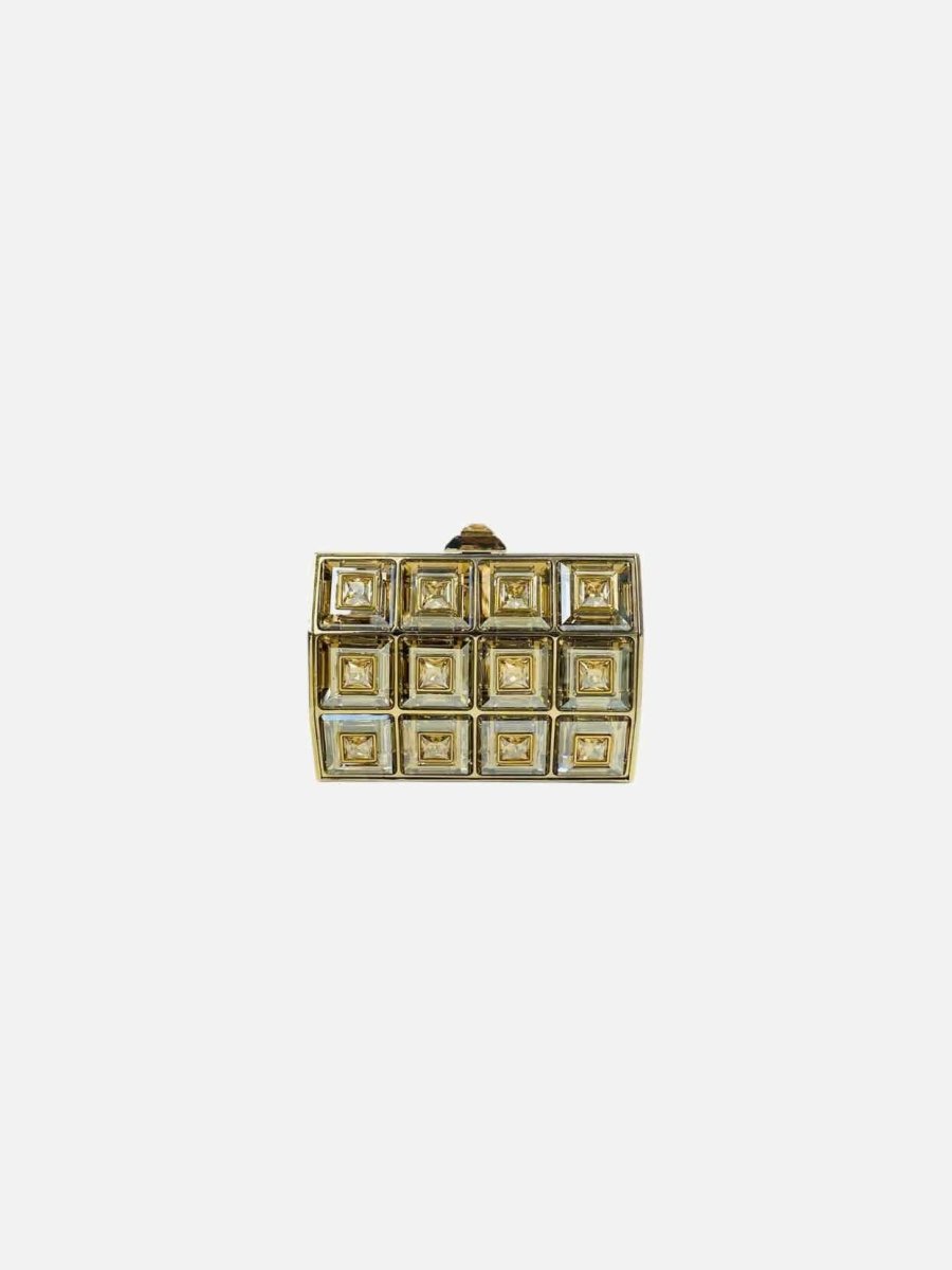 Pre - loved JUDITH LEIBER Gold Square Clutch at Reems Closet