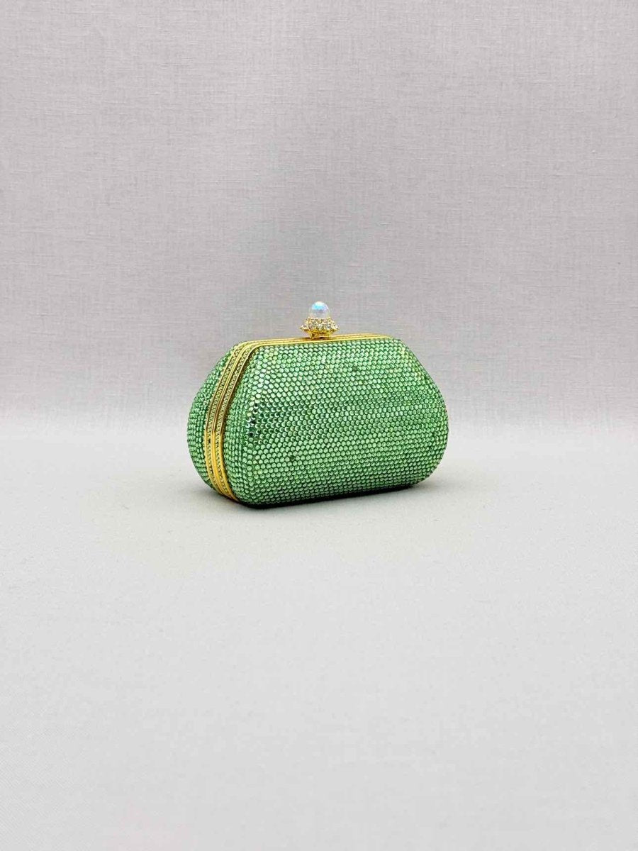 Pre-loved JUDITH LEIBER Minaudière Green Clutch at Reems Closet