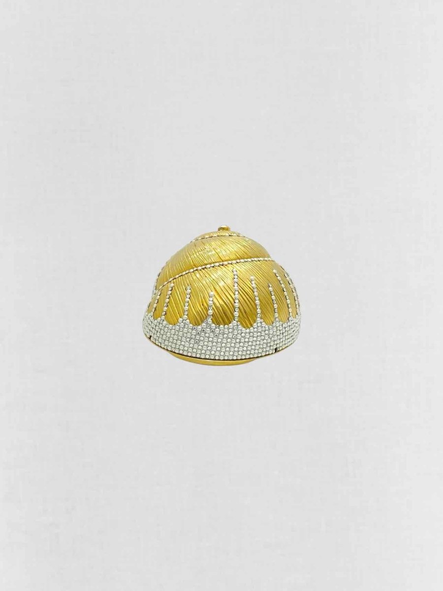 Pre - loved JUDITH LEIBER Shell Gold Clutch at Reems Closet