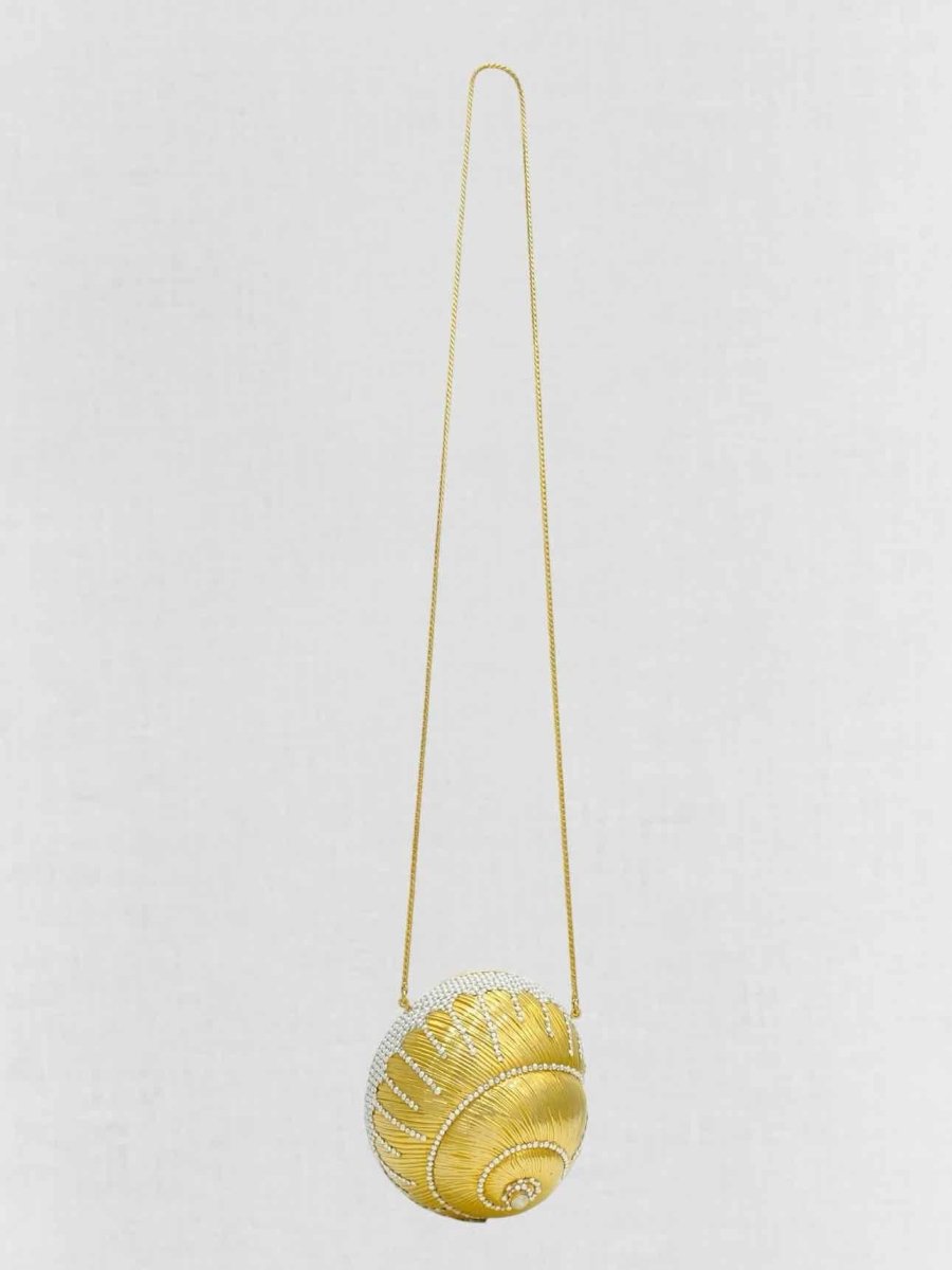 Pre - loved JUDITH LEIBER Shell Gold Clutch at Reems Closet