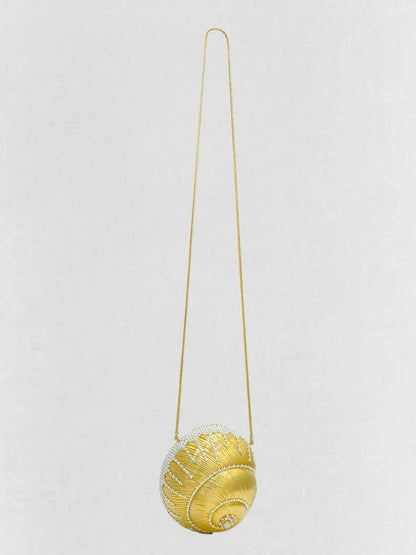 Pre - loved JUDITH LEIBER Shell Gold Clutch at Reems Closet