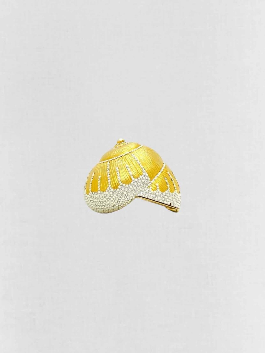 Pre - loved JUDITH LEIBER Shell Gold Clutch at Reems Closet