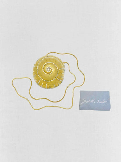 Pre - loved JUDITH LEIBER Shell Gold Clutch at Reems Closet