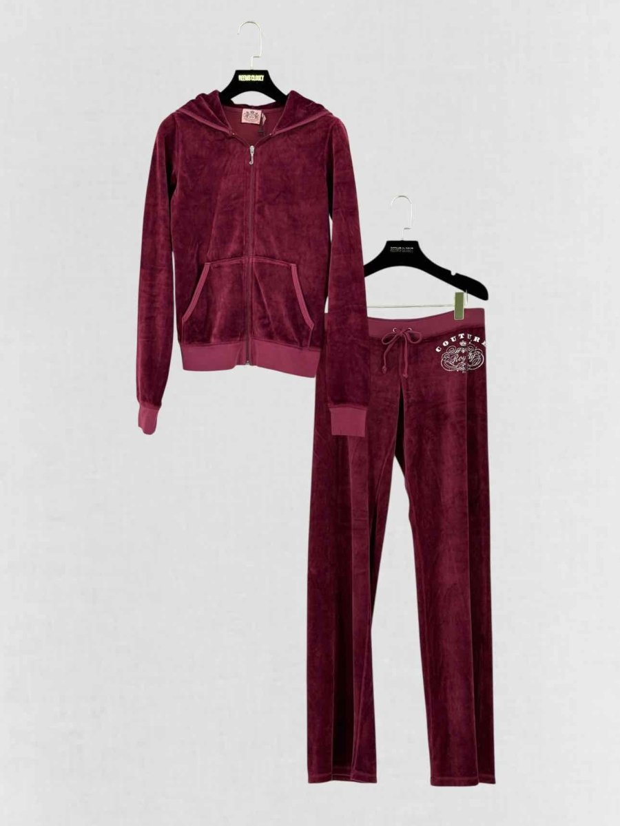 Pre - loved JUICY COUTURE Burgundy Size Small/Medium Tracksuit Set at Reems Closet