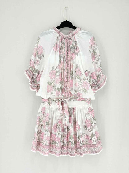 Pre - loved JULIET DUNN White Multicolor Size Large Short Dress at Reems Closet