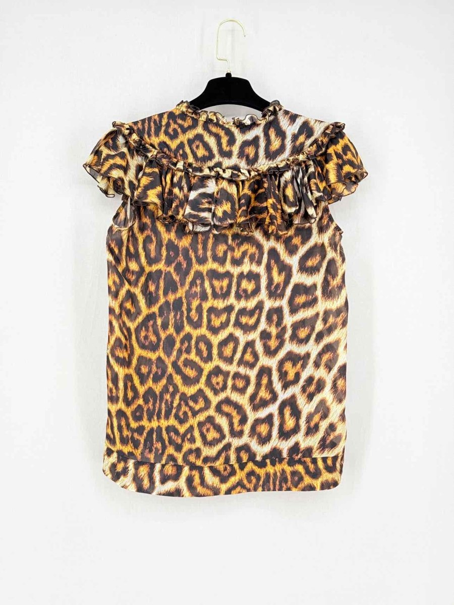 Pre - loved JUST CAVALLI Beige & Black Leopard Size US 4 Top at Reems Closet