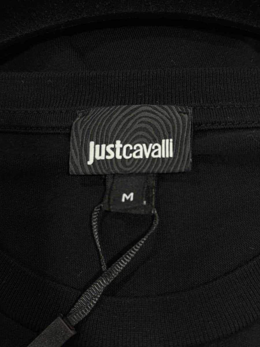 Pre - loved JUST CAVALLI Black Multicolor Size Medium T-shirt at Reems Closet