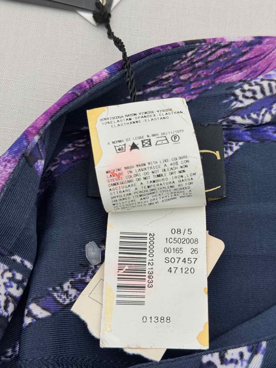 Pre-loved JUST CAVALLI Blue & Purple Size US 8 Midi Dress at Reems Closet