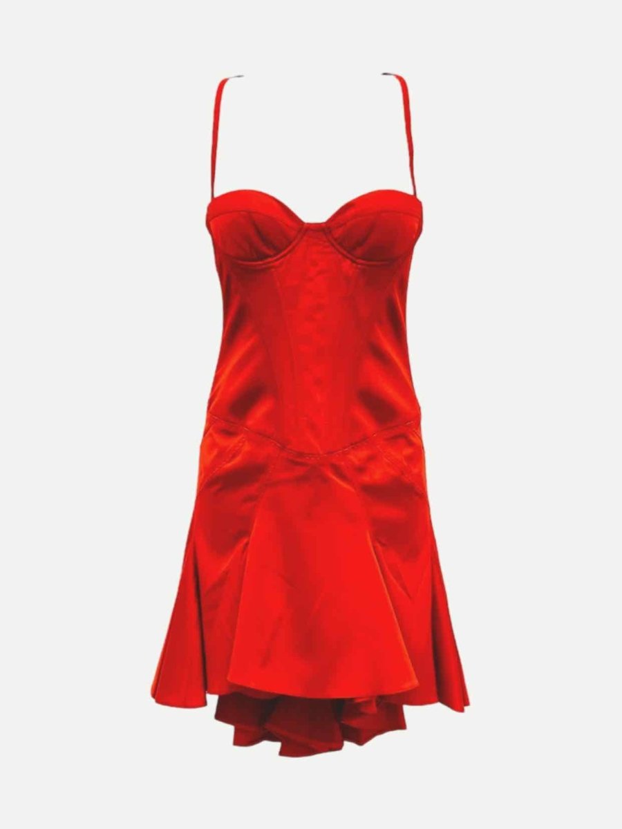 Pre - loved JUST CAVALLI Corset Red Size US 2 Knee Length Dress at Reems Closet