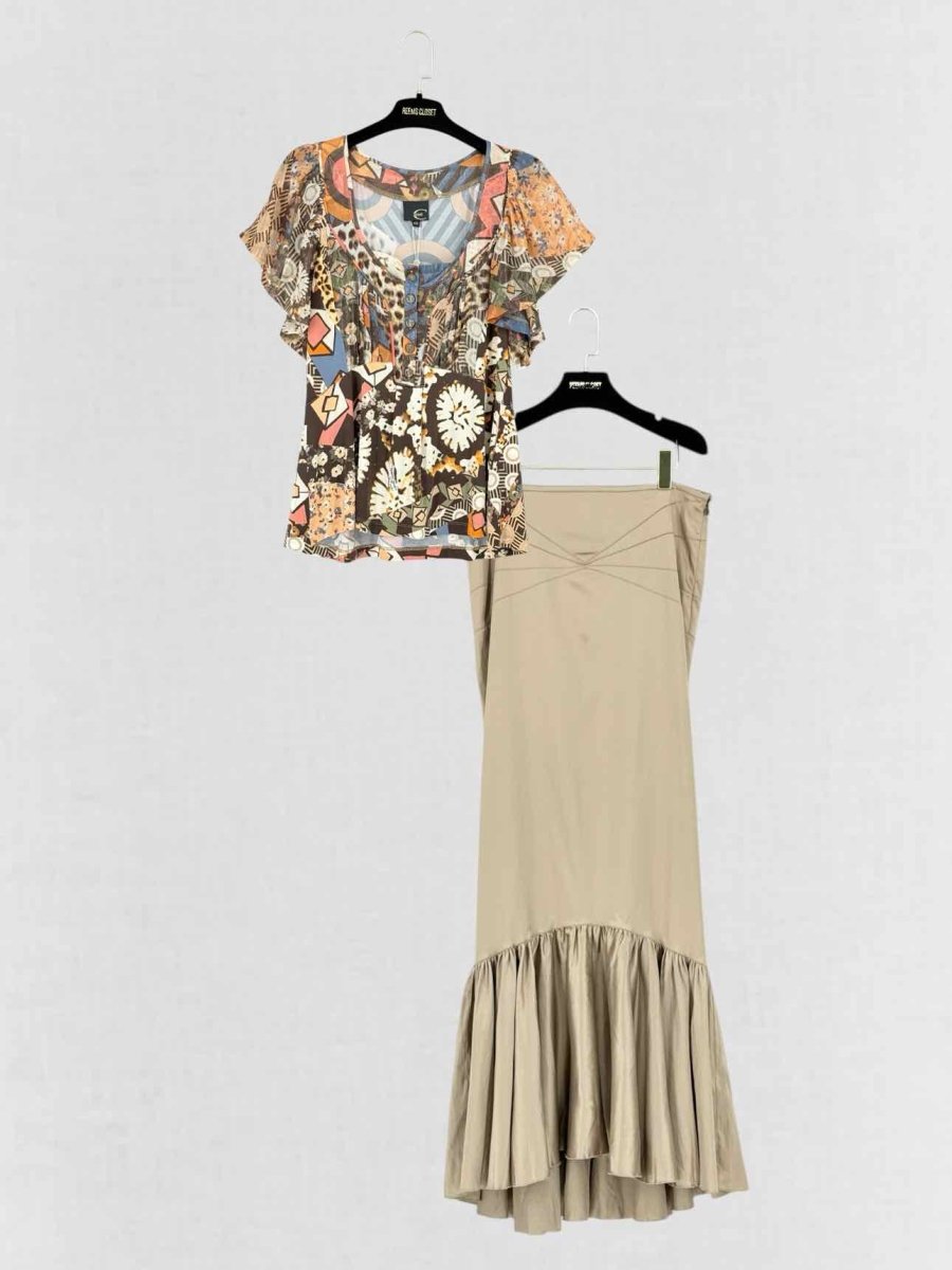 Pre - loved JUST CAVALLI Size US 6 Top & Skirt Outfit at Reems Closet