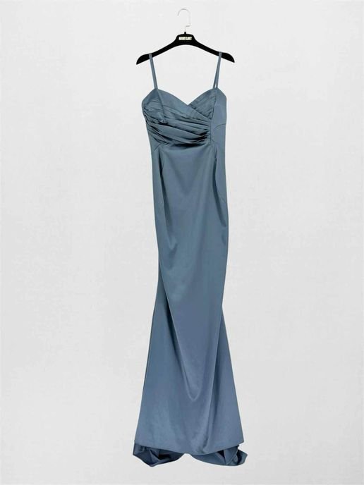 Pre-loved JUST CAVALLI Steel Blue Size US 6 Long Dress at Reems Closet