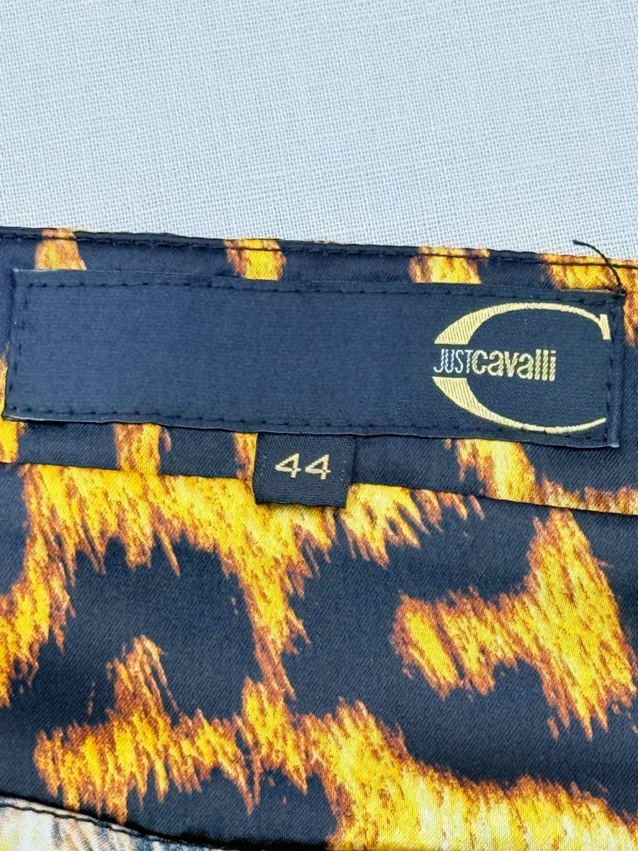 Pre - loved JUST CAVALLI Yellow & Black Size US 8 Knee Length Skirt at Reems Closet