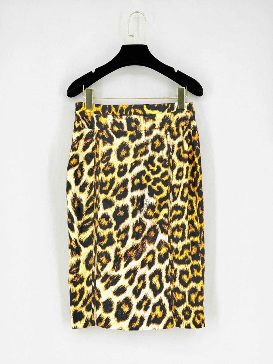 Pre - loved JUST CAVALLI Yellow & Black Size US 8 Knee Length Skirt at Reems Closet