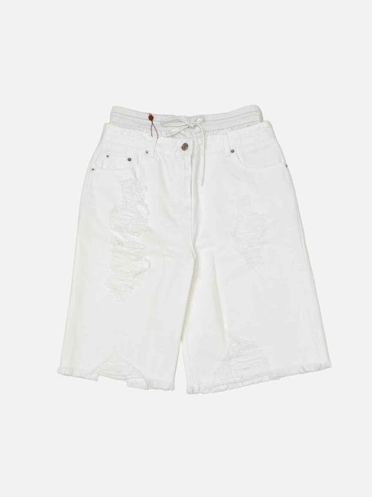 Pre - loved JUUN.J Ripped White Shorts at Reems Closet