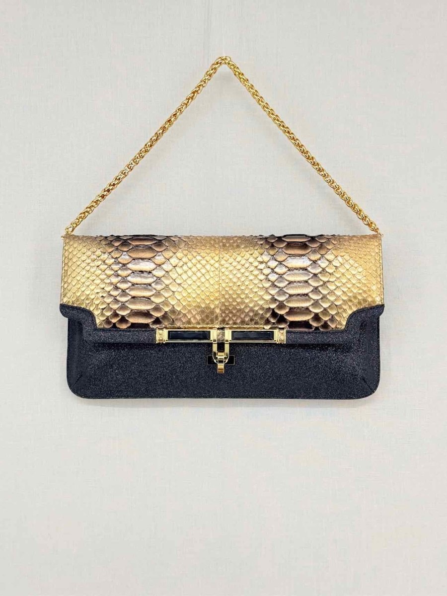 Pre - loved KARA ROSS Bronze Clutch at Reems Closet