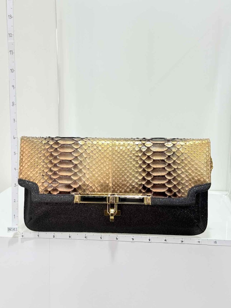 Pre - loved KARA ROSS Bronze Clutch at Reems Closet