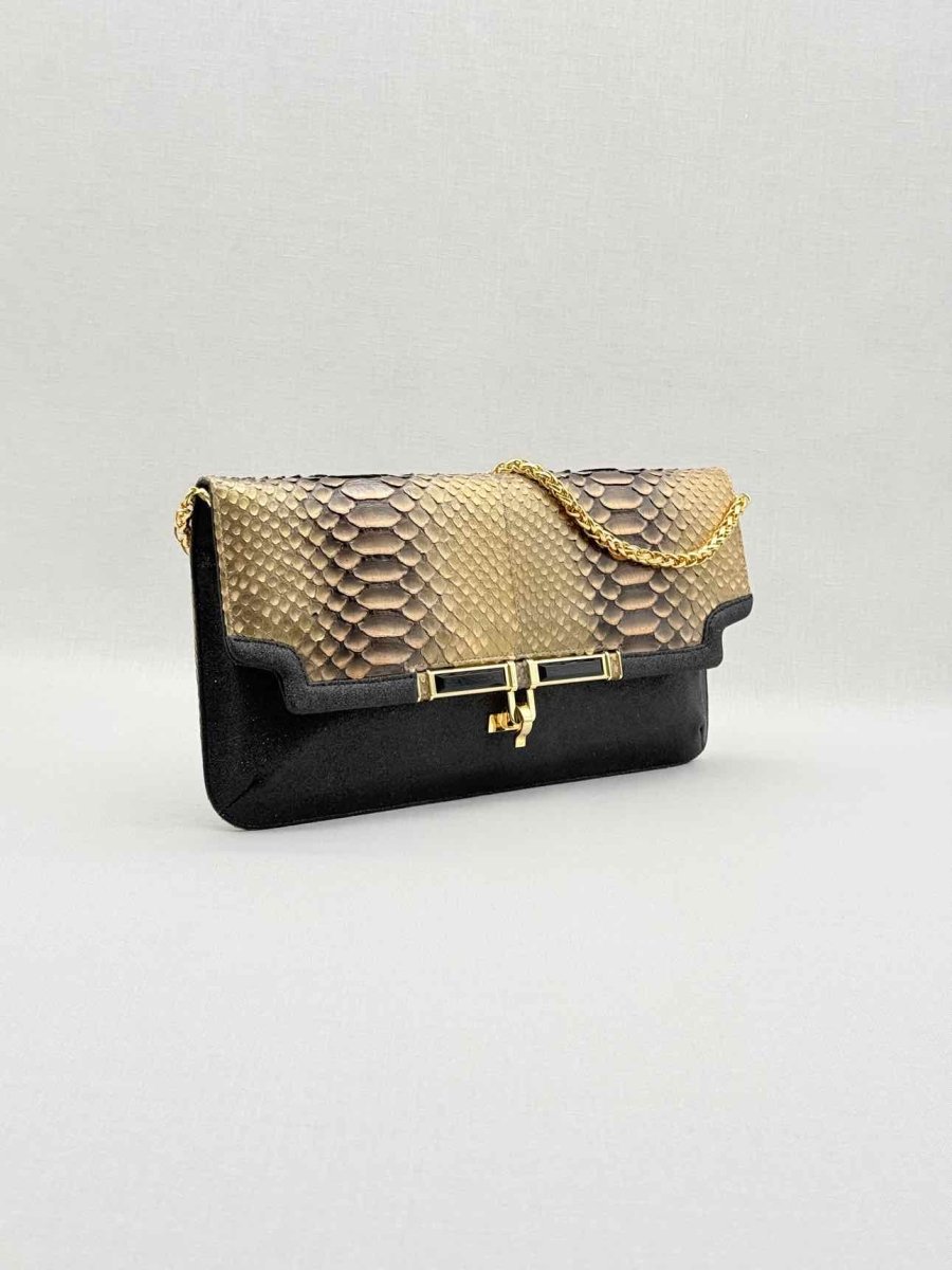 Pre - loved KARA ROSS Bronze Clutch at Reems Closet